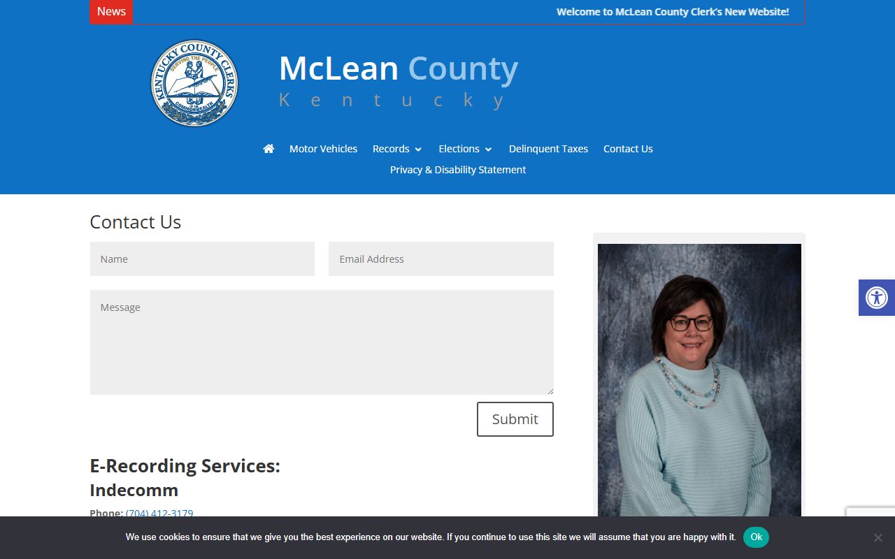 McLean County Circuit Court Clerk page with County Clerk contact page distinction