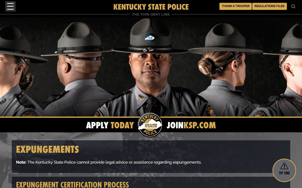 McLean County criminal court records Kentucky State Police expungement certification