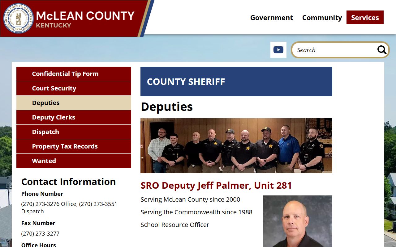 McLean County warrant search sheriff deputies page